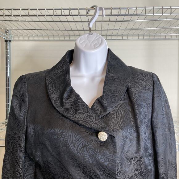 Cynthia Howie Women’s Two Piece Black Linen Blend Skirt‎ Suit Size 8P Career - Picture 10 of 16